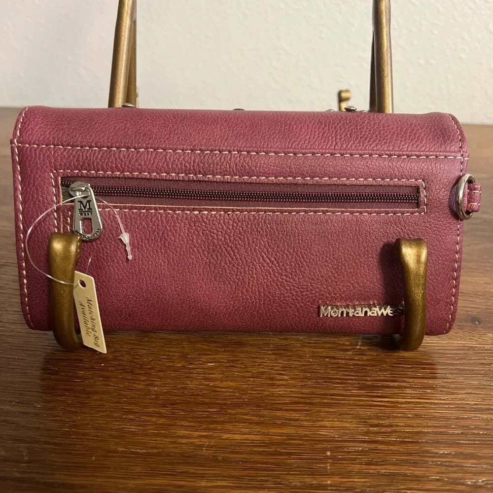 Montana West Burgundy Cross Wallet – Rhinestone Studded Western Style NWT - Picture 2 of 4